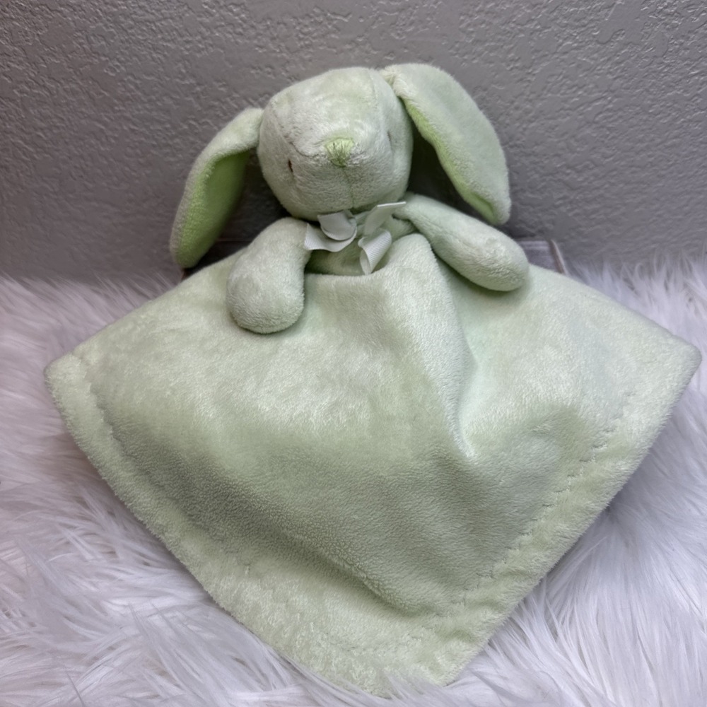 $19 🌙 Green Bunny Lovey 'Blankets and‎ Beyond' Rabbit Baby Security READ